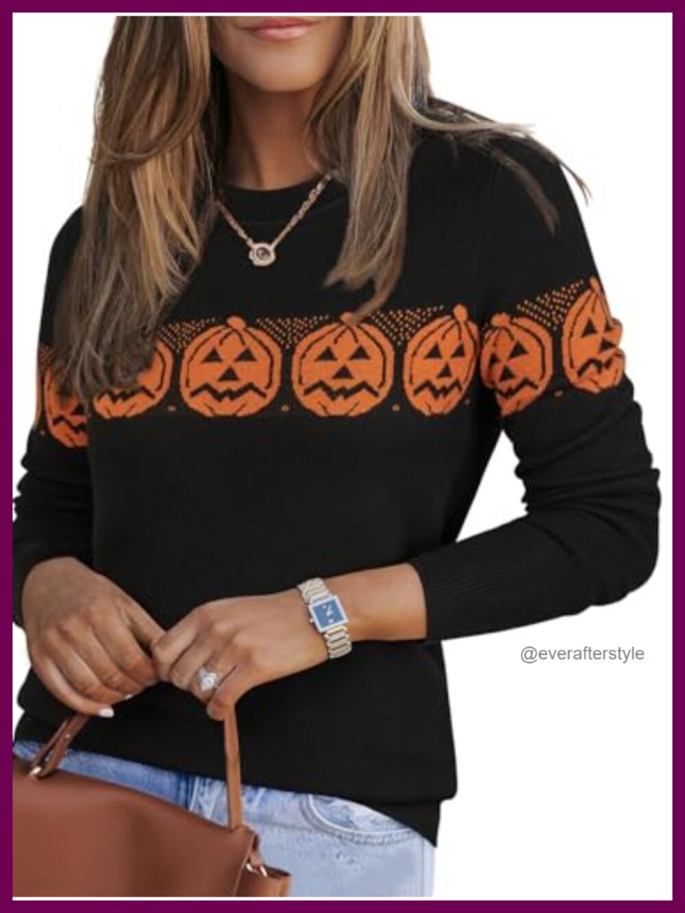 Wool Blend Crew Neck Pullover Sweater Casual Fall Halloween